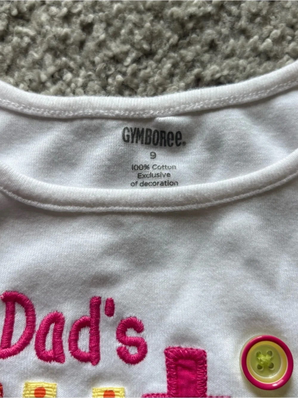 Gymboree White 'Dad's Cutie' Short Sleeve Tee Appliqué Sz 9 Vintage Y2K 90s